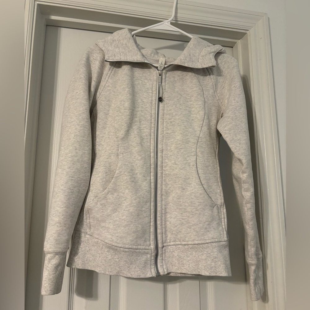Lululemon Athletic Grey/White Hooded Jacket. Size: 6